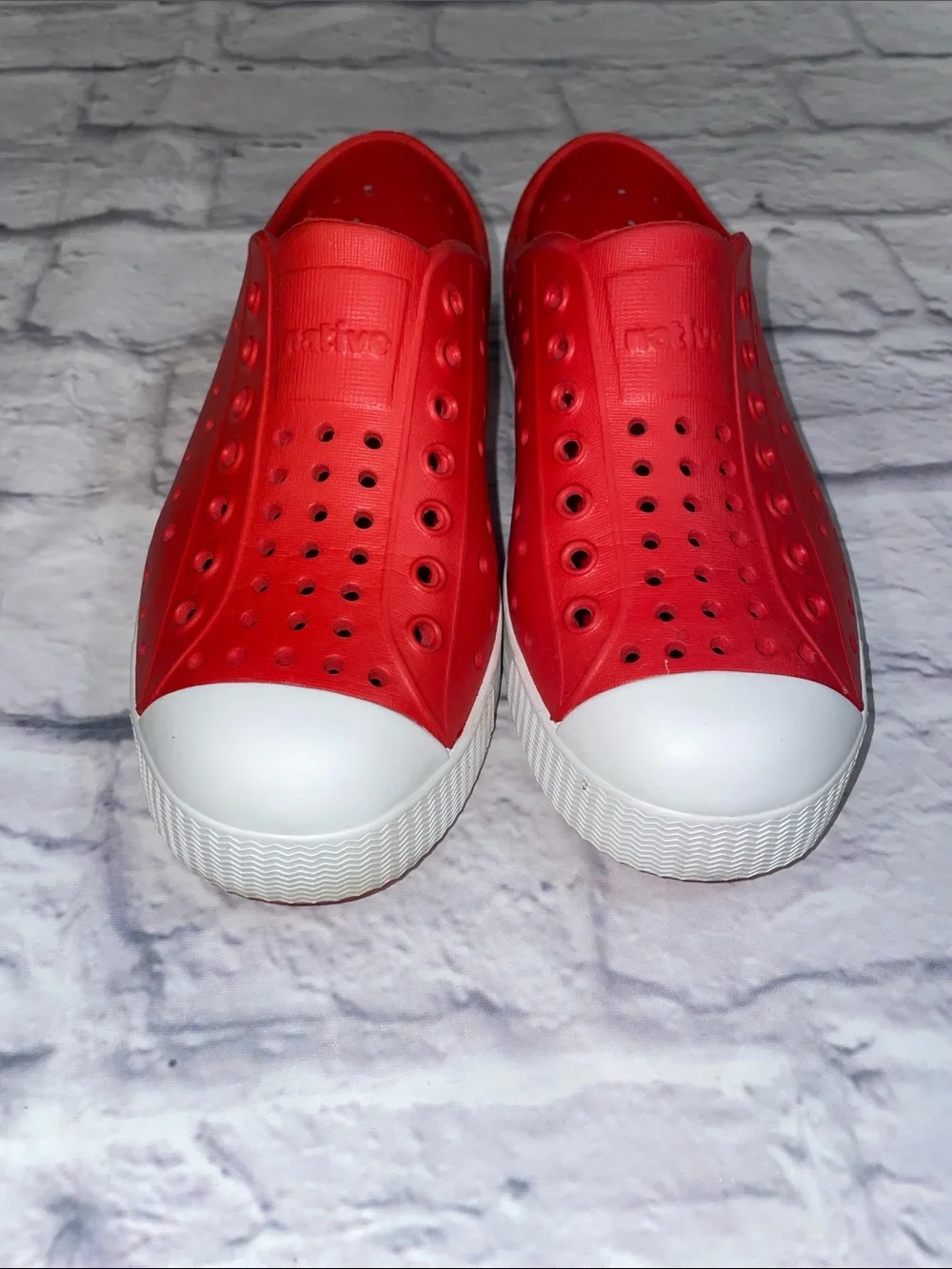 Native Shoes Jefferson Red and White size 13
